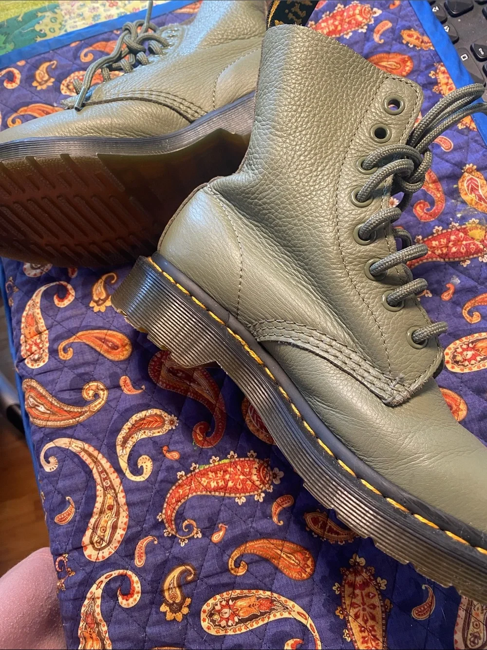 Dr Marten pascal sage green leather.